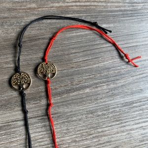 Black | Red tree of life Charm tie string bracelet
